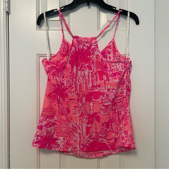 Lilly Pulitzer Dusk Racerback Tank Top Cheeky Melon Rule Breakers 100% Silk - Picture 4 of 6